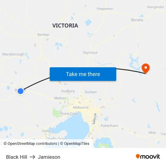Black Hill to Jamieson map