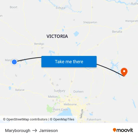 Maryborough to Jamieson map