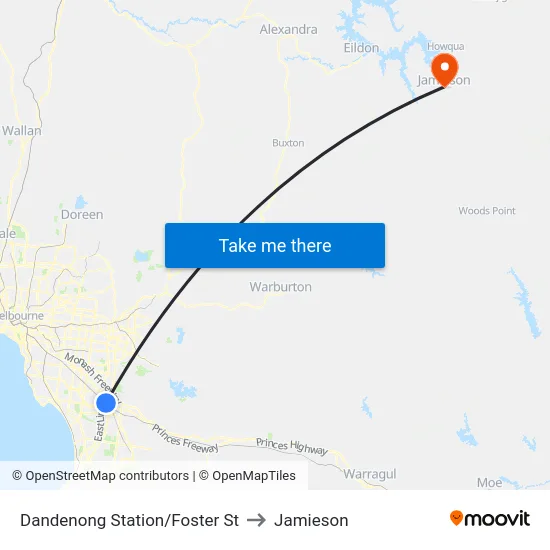 Dandenong Station/Foster St to Jamieson map