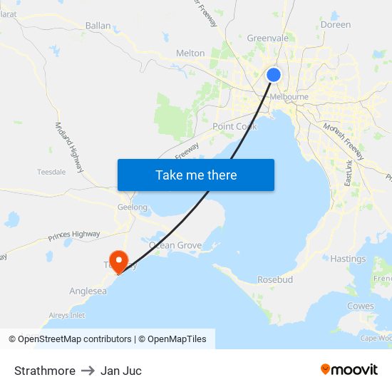 Strathmore to Jan Juc map