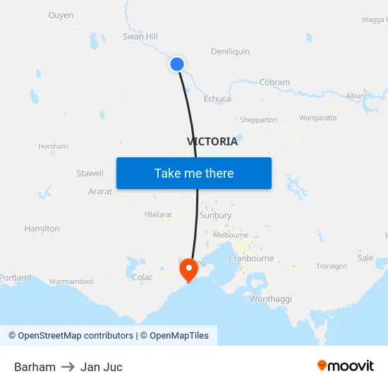 Barham to Jan Juc map