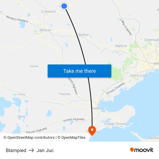 Blampied to Jan Juc map