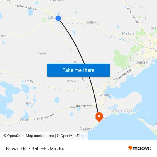 Brown Hill - Bal to Jan Juc map
