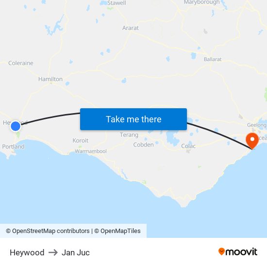 Heywood to Jan Juc map