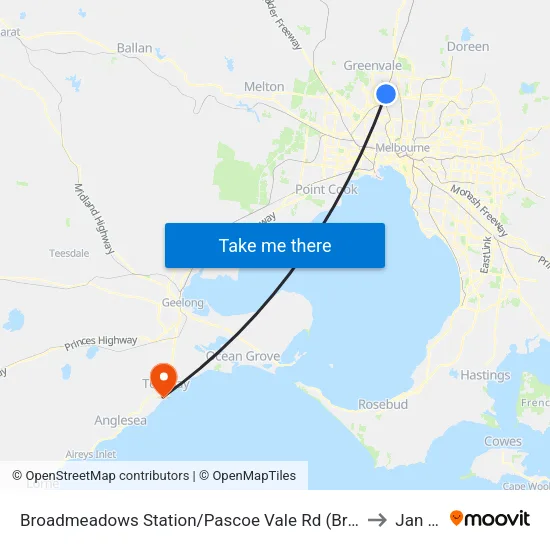 Broadmeadows Station/Pascoe Vale Rd to Jan Juc map