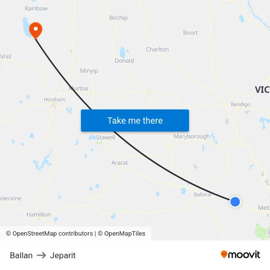 Ballan to Jeparit map