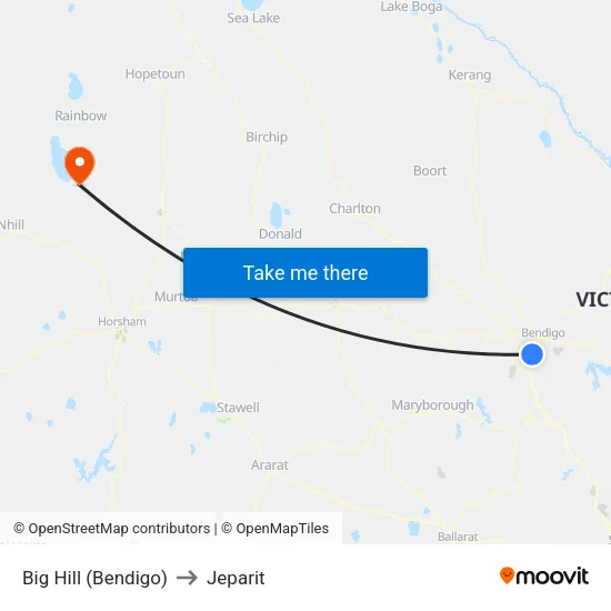Big Hill (Bendigo) to Jeparit map