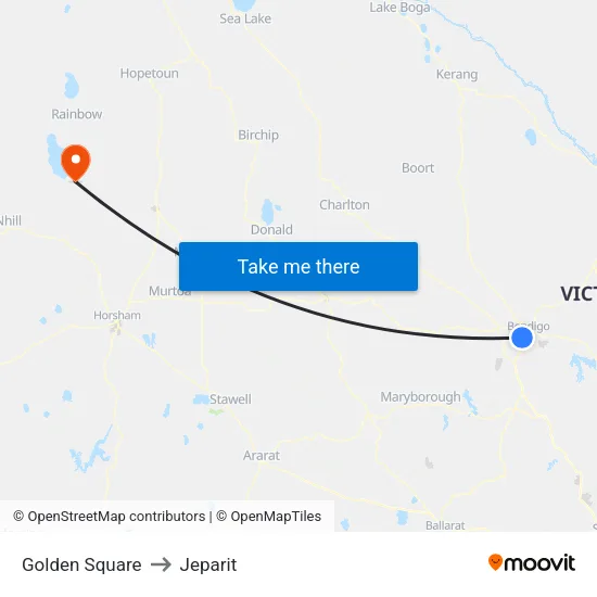 Golden Square to Jeparit map
