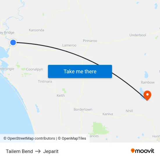 Tailem Bend to Jeparit map