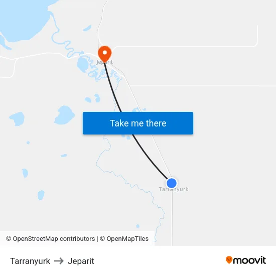 Tarranyurk to Jeparit map