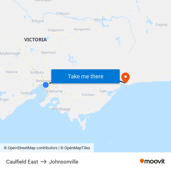 Caulfield East to Johnsonville map