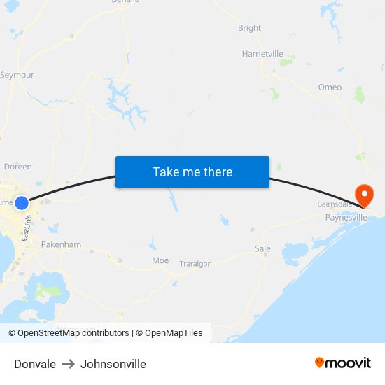 Donvale to Johnsonville map