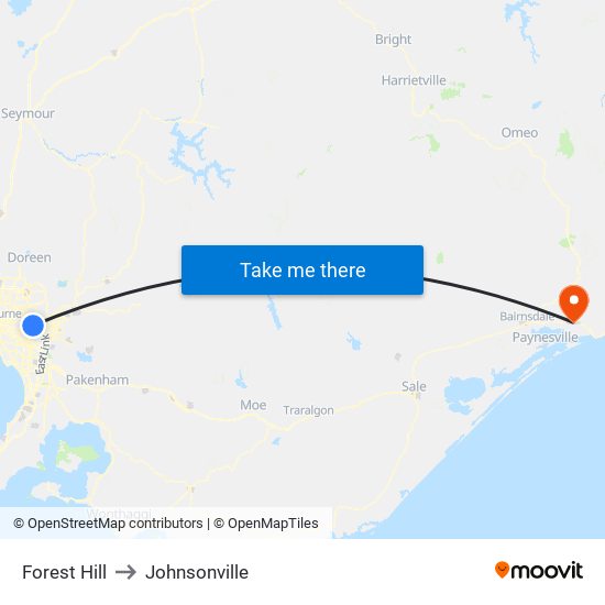 Forest Hill to Johnsonville map