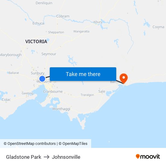 Gladstone Park to Johnsonville map