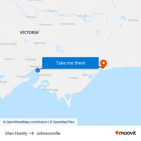 Glen Huntly to Johnsonville map