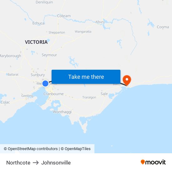 Northcote to Johnsonville map