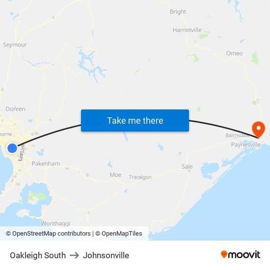 Oakleigh South to Johnsonville map
