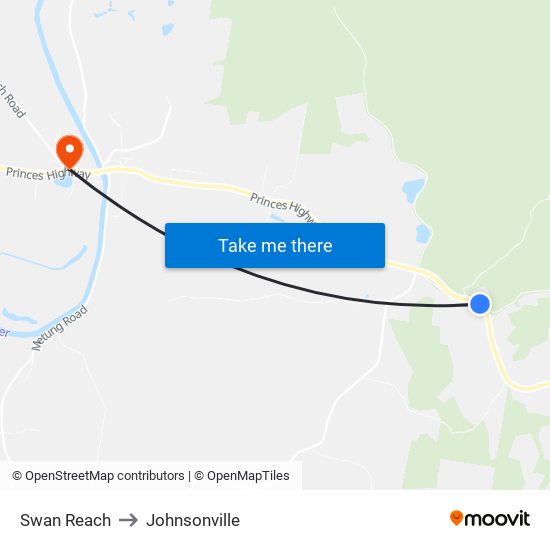 Swan Reach to Johnsonville map