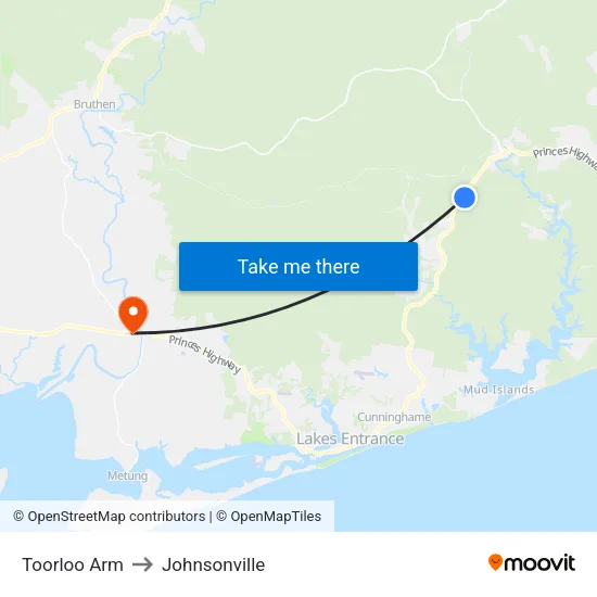 Toorloo Arm to Johnsonville map