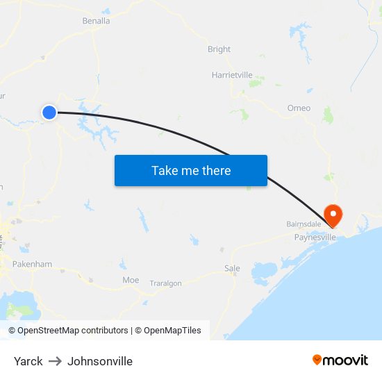 Yarck to Johnsonville map