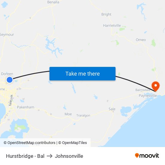 Hurstbridge - Bal to Johnsonville map