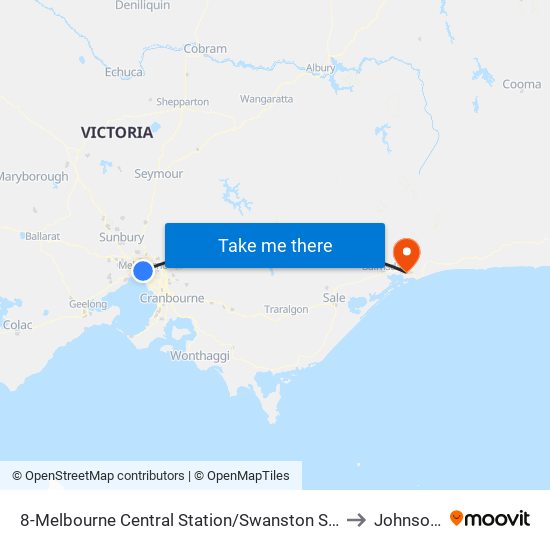 8-Melbourne Central Station/Swanston St (Melbourne City) to Johnsonville map