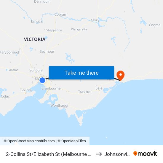 2-Collins St/Elizabeth St (Melbourne City) to Johnsonville map
