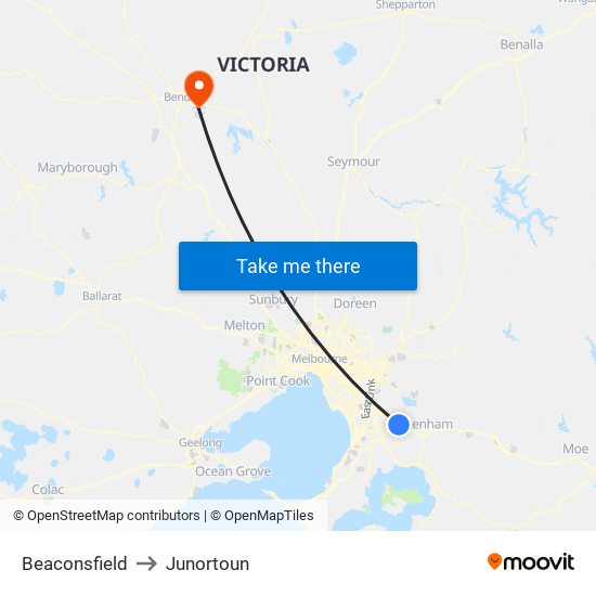 Beaconsfield to Junortoun map