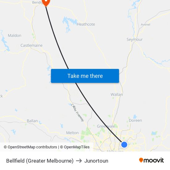 Bellfield (Greater Melbourne) to Junortoun map