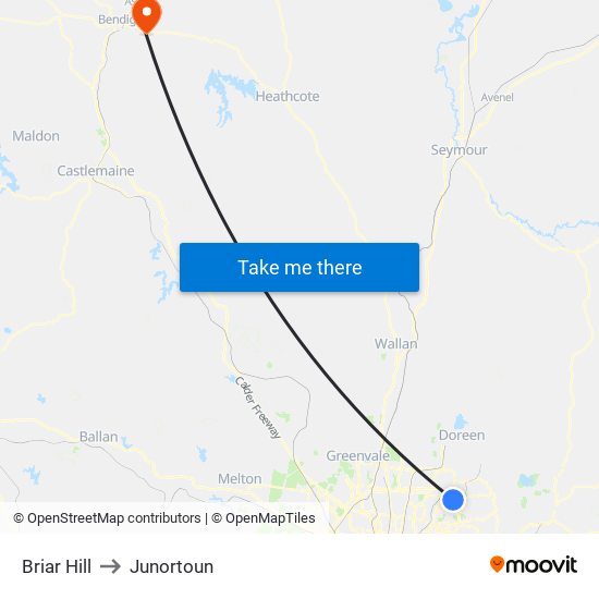 Briar Hill to Junortoun map