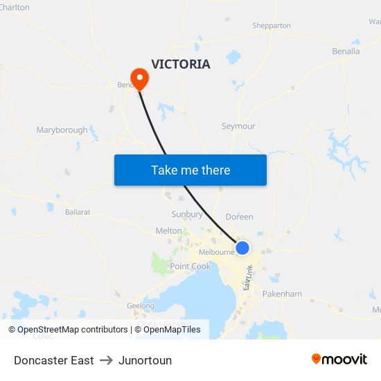 Doncaster East to Junortoun map