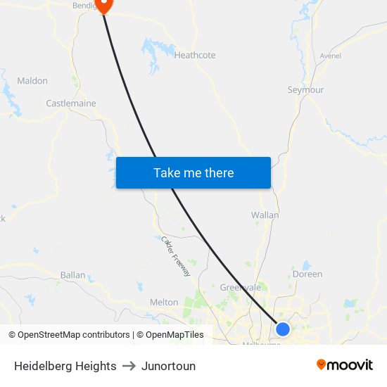 Heidelberg Heights to Junortoun map