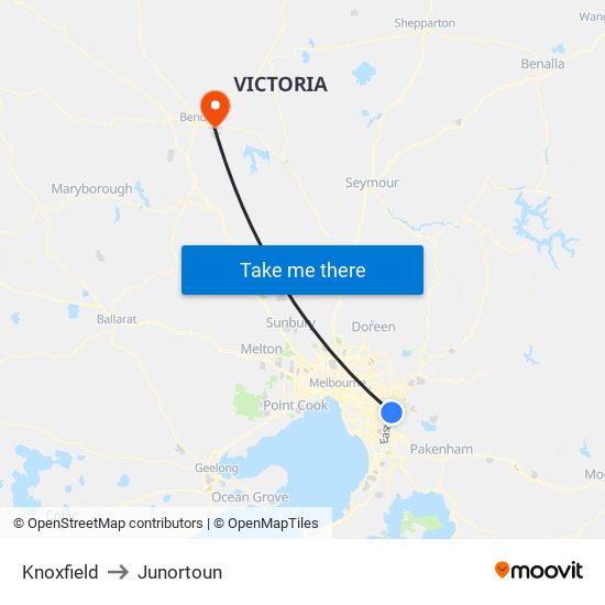 Knoxfield to Junortoun map