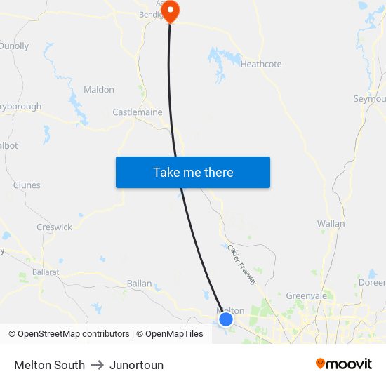 Melton South to Junortoun map