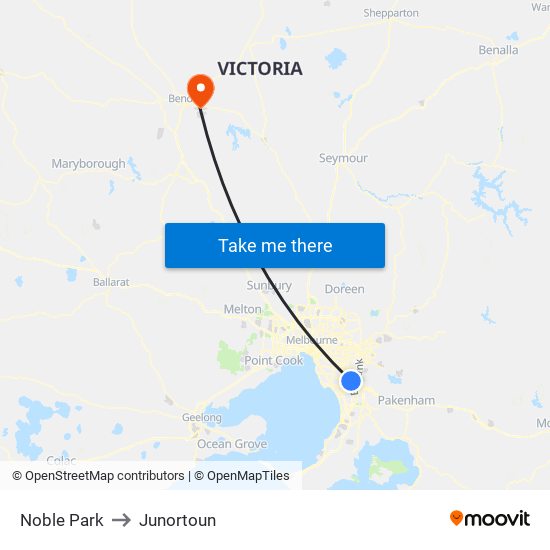 Noble Park to Junortoun map