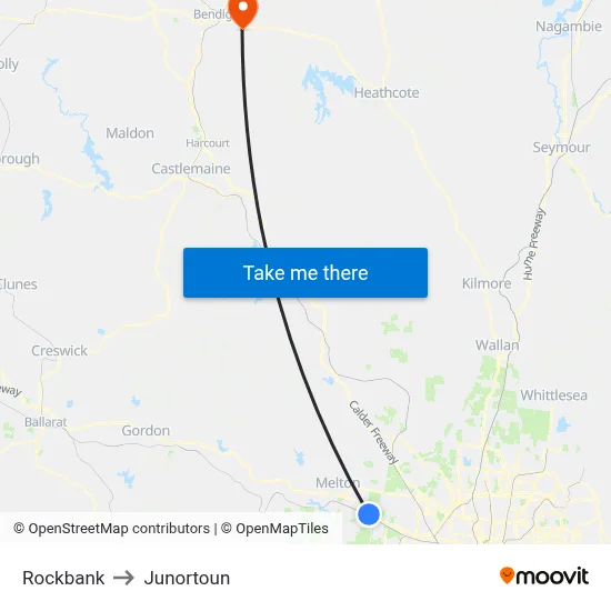 Rockbank to Junortoun map