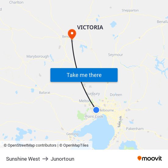 Sunshine West to Junortoun map