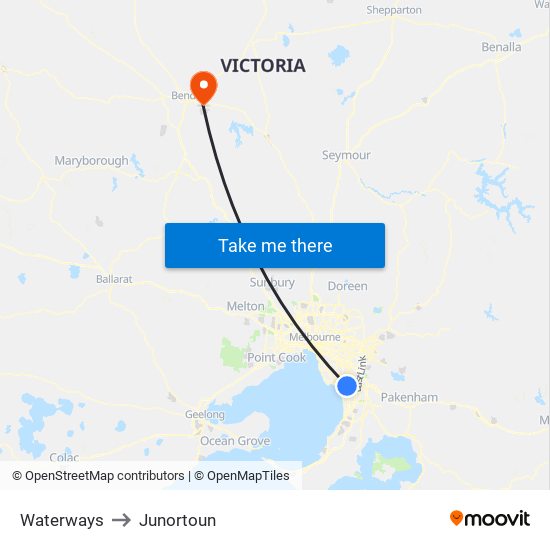 Waterways to Junortoun map