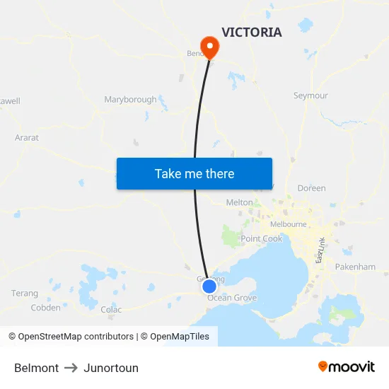 Belmont to Junortoun map