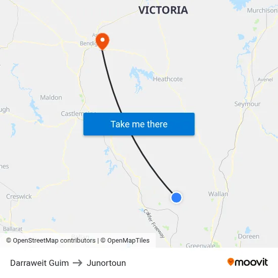 Darraweit Guim to Junortoun map