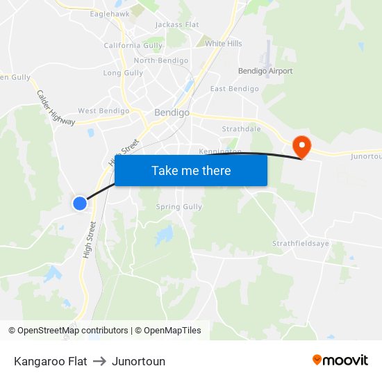 Kangaroo Flat to Junortoun map