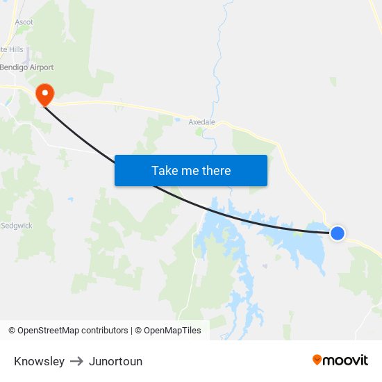 Knowsley to Junortoun map