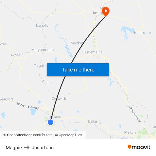 Magpie to Junortoun map
