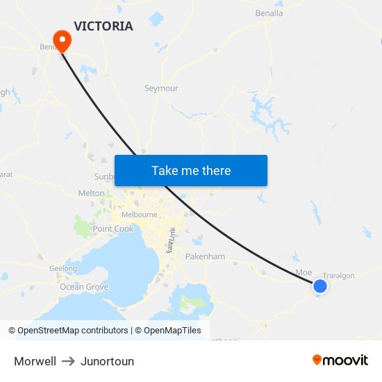 Morwell to Junortoun map