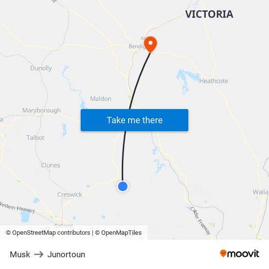 Musk to Junortoun map
