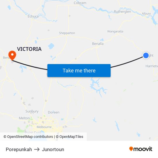Porepunkah to Junortoun map