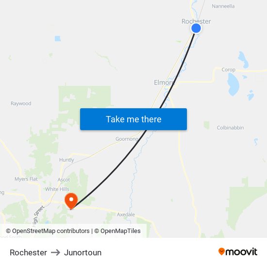 Rochester to Junortoun map