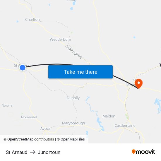 St Arnaud to Junortoun map