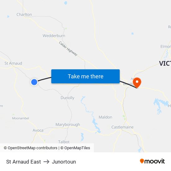 St Arnaud East to Junortoun map