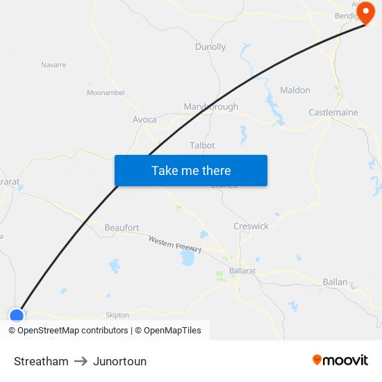 Streatham to Junortoun map
